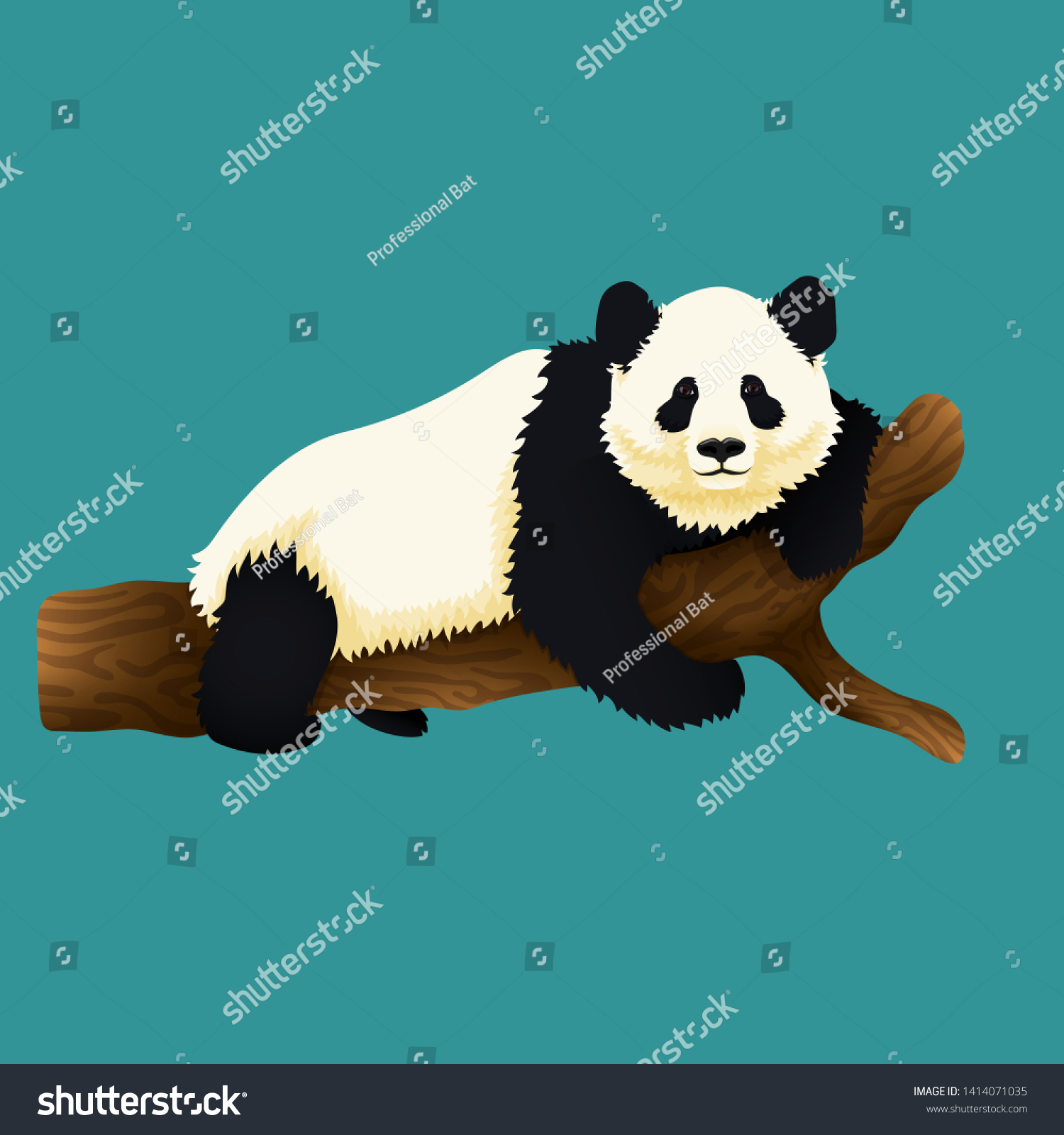 Illustration of adorable giant panda lying on a - Royalty Free Stock