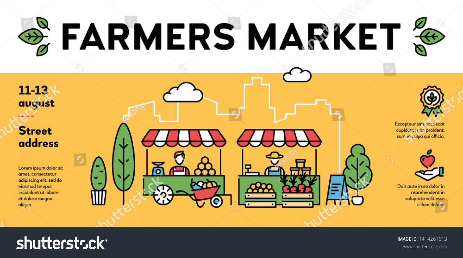 Vector Farmers Market Poster Illustration. City - Royalty Free Stock ...