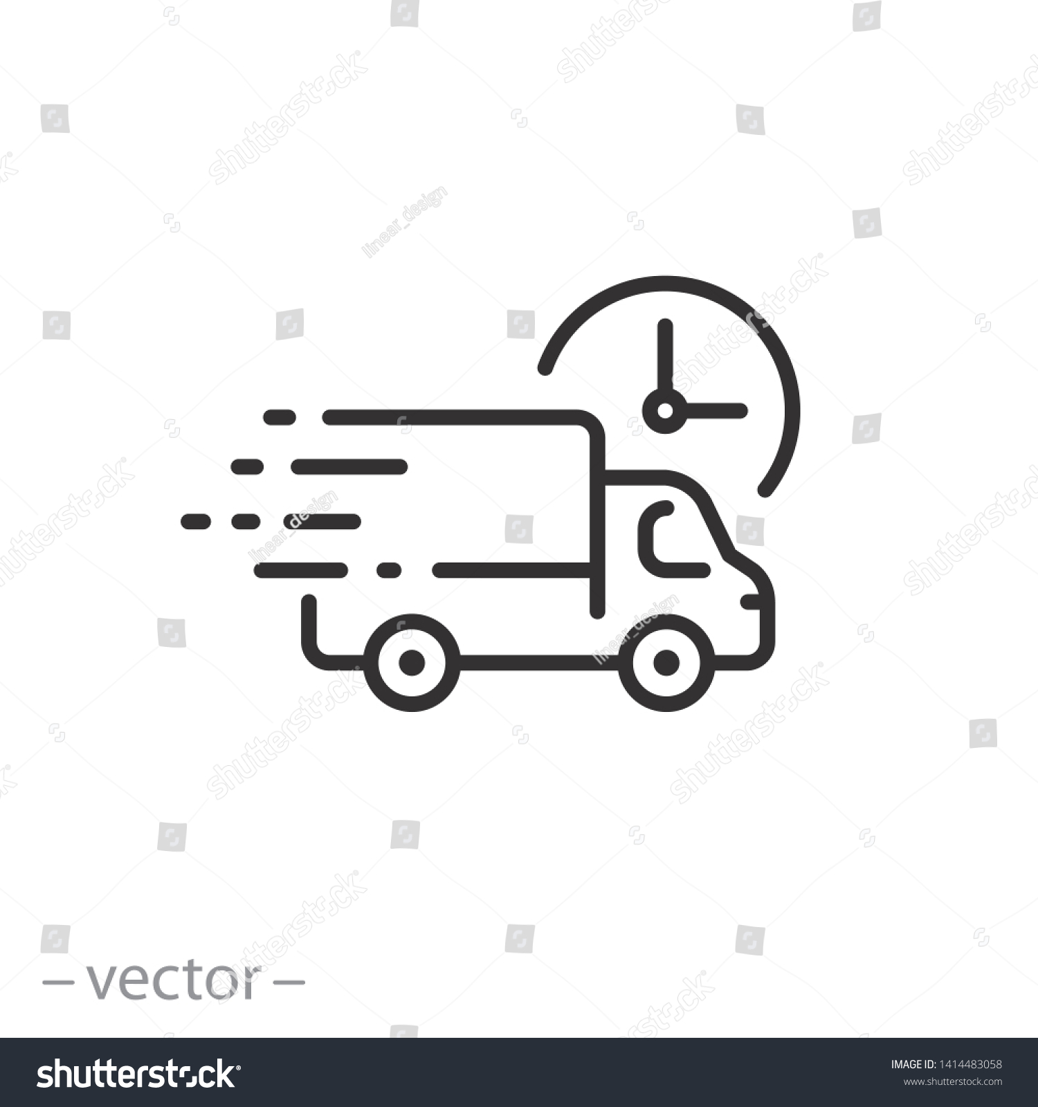 fast delivery truck icon, express delivery, quick move, line symbol on white background - editable stroke vector illustration eps10 #1414483058