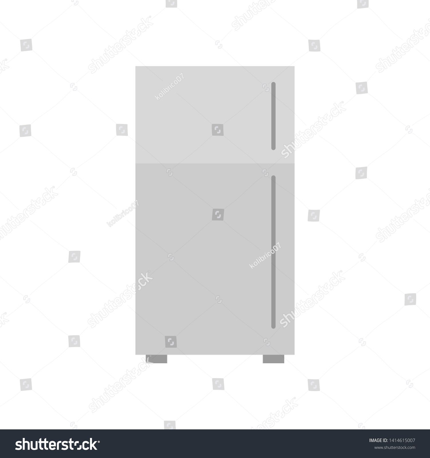 Vector  illustration of gray closed refrigerator. Fridge vector illustration.  #1414615007