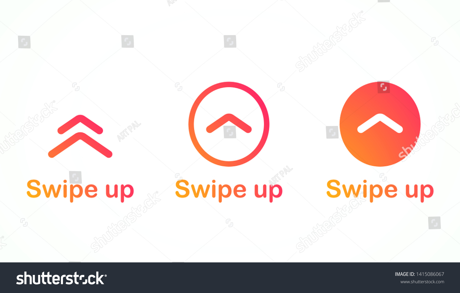 Swipe up, arrow up buttons colorful gradient. Text swipe up. Social media instagram concept. Vector illustration. EPS 10 #1415086067