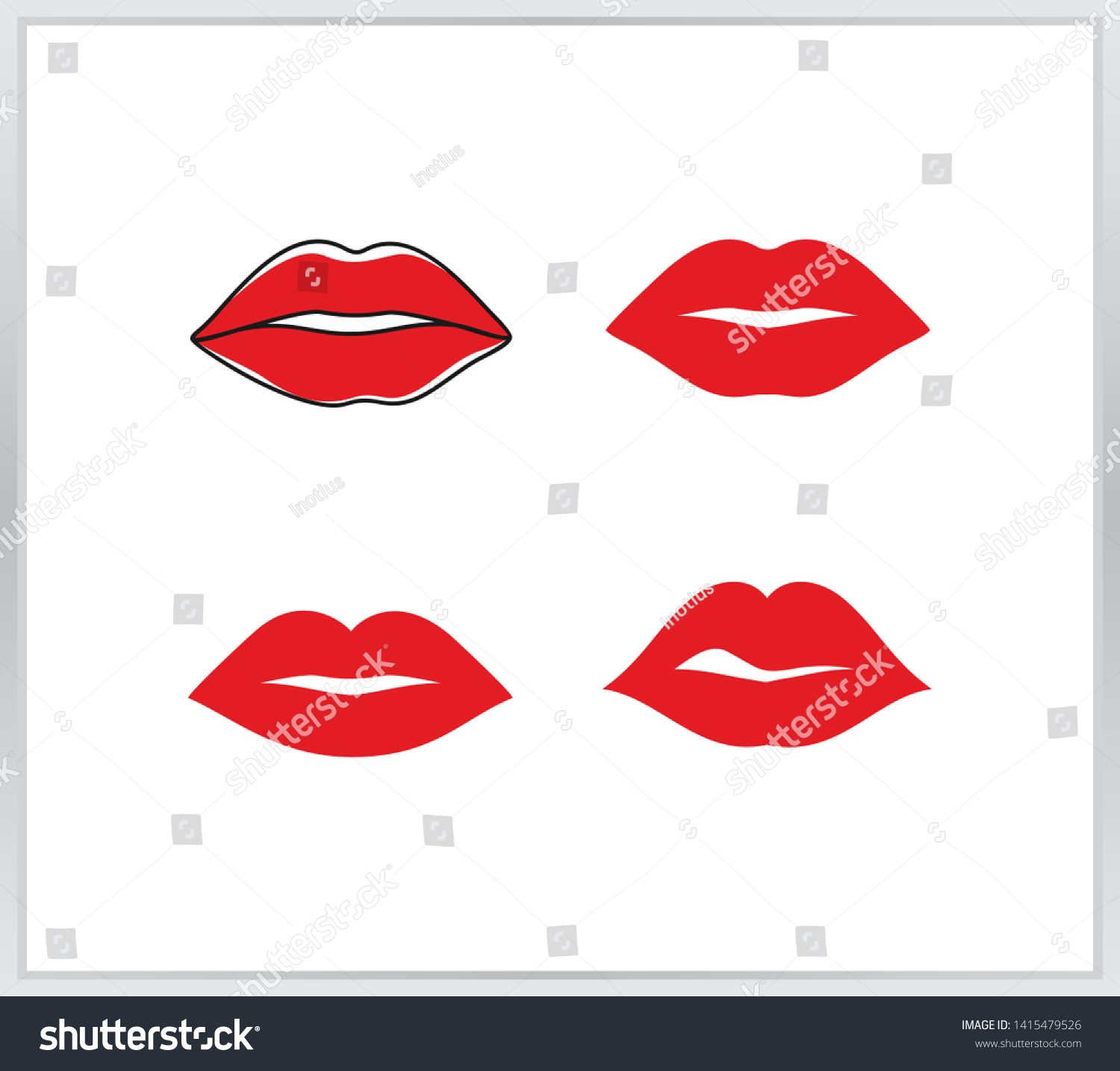 Lips Icon Four Sexy Lips Icon Royalty Free Stock Vector 1415479526