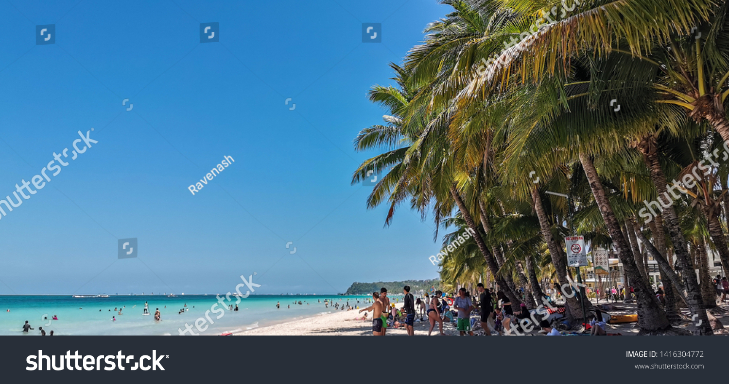 Boracay / Philippines - 04 24 2019: White beach Boracay  #1416304772