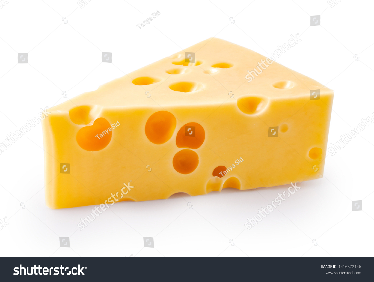 Piece of cheese isolated on white background. #1416372146