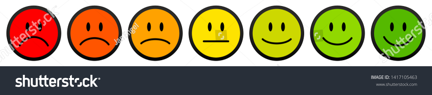 Set Of Seven Faces Showing Mood Color And Black #1417105463