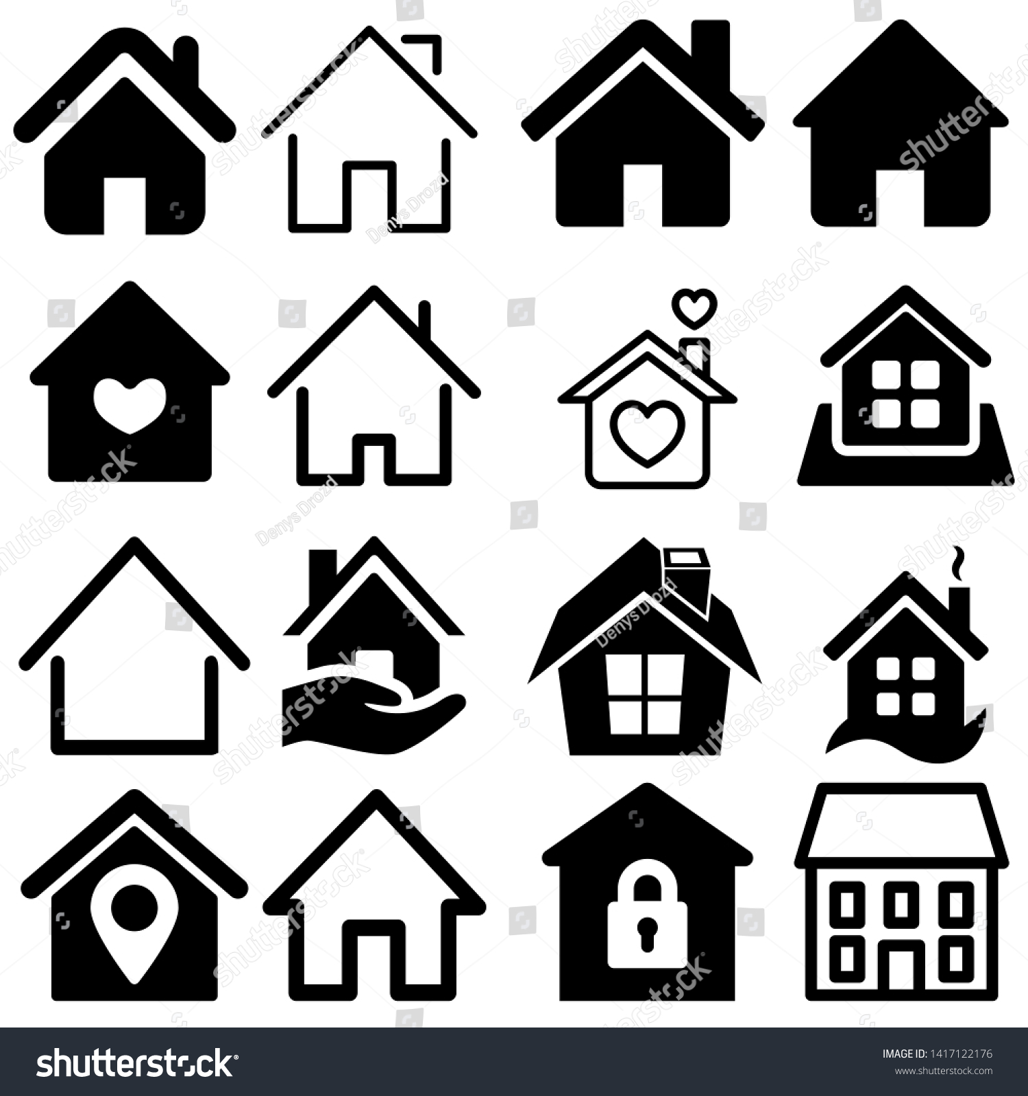 House icon set. Home vector illustration sign. Hotel symbol.  #1417122176