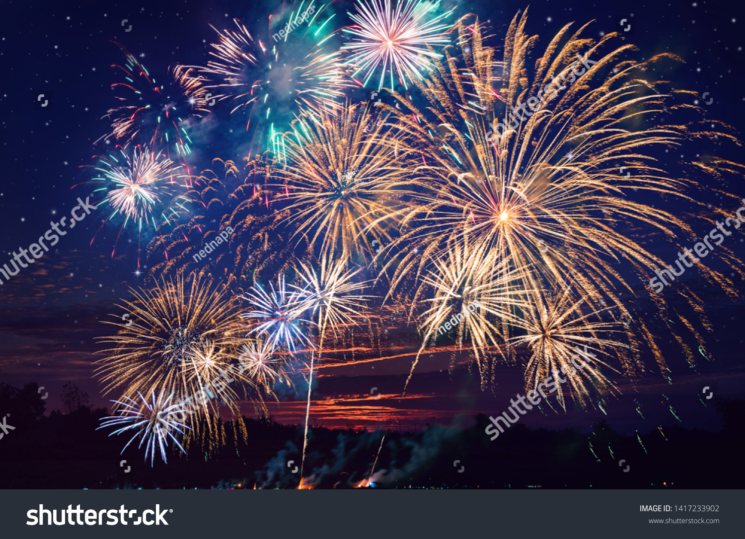 colorful fireworks on the night sky background. #1417233902