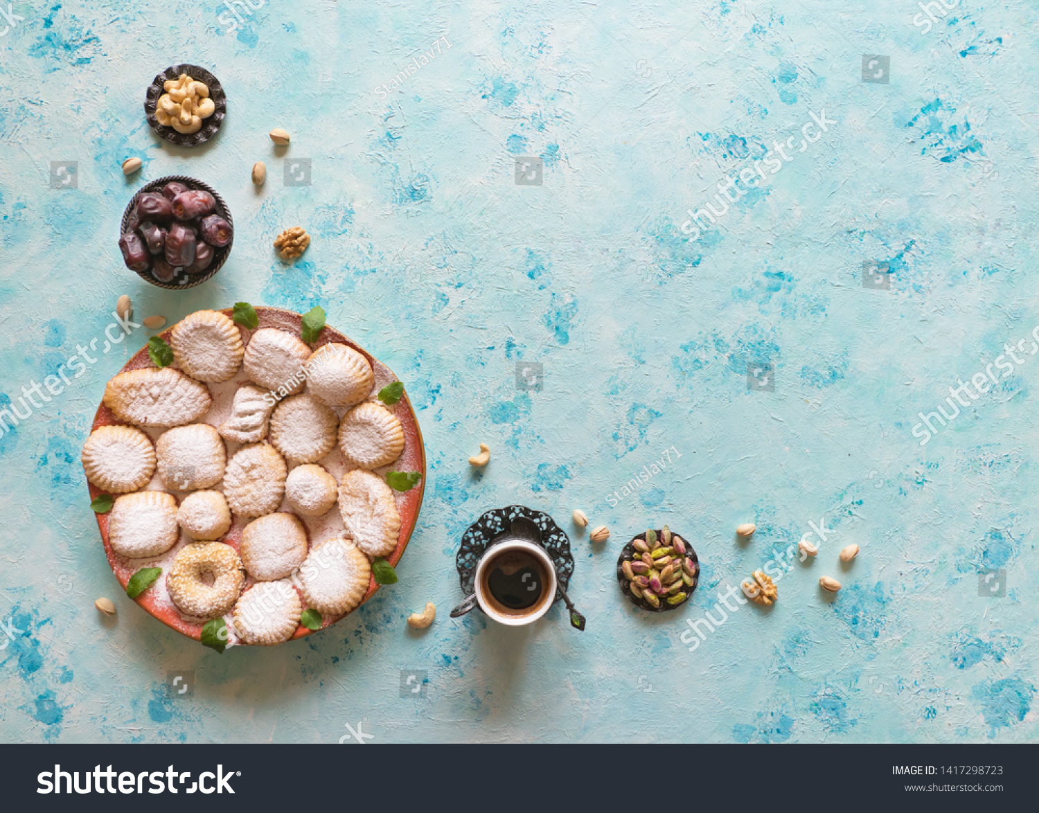Arabic cookies Maamoul. Ramadan sweets background. #1417298723