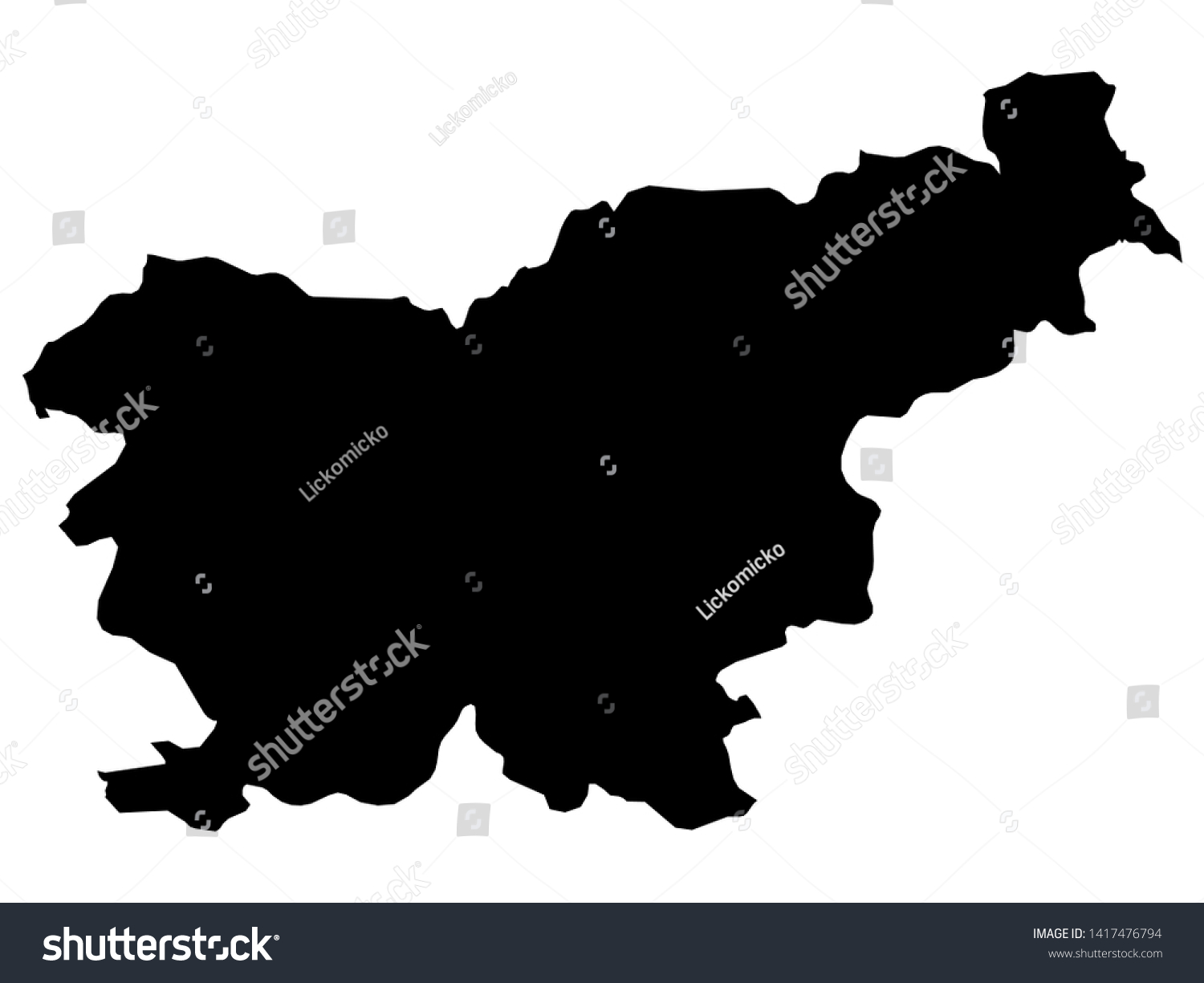 Black Map of Slovenia on White Background - Royalty Free Stock Vector ...