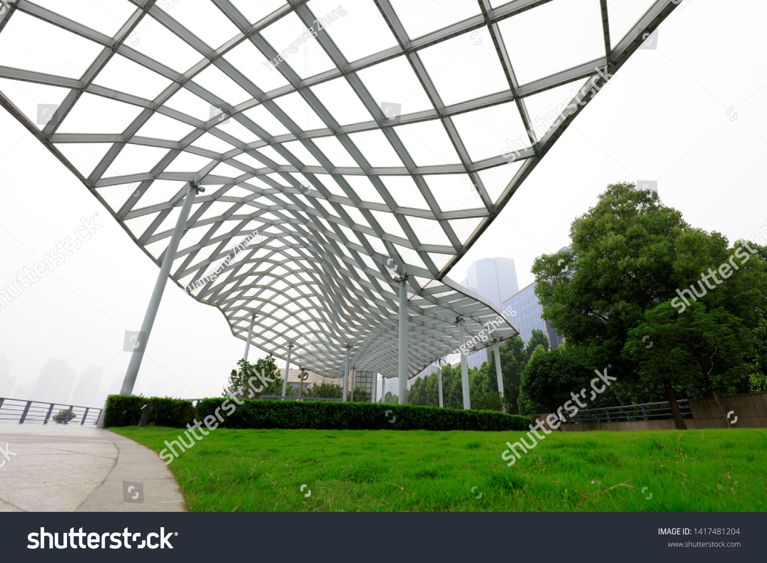 Deformed Metal Frame Structures in Parks, Shanghai, China #1417481204