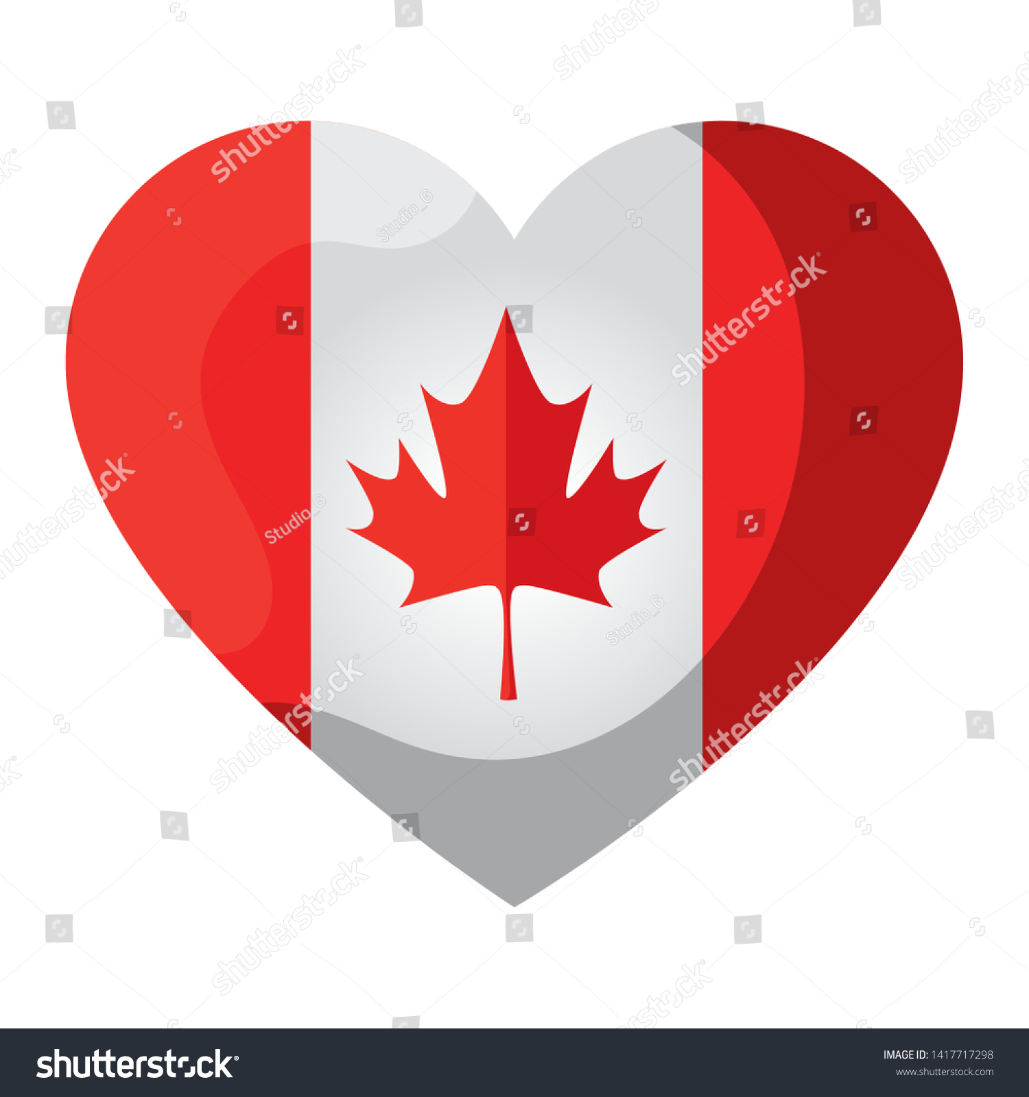 canadian flag with heart shape - Royalty Free Stock Vector 1417717298 ...