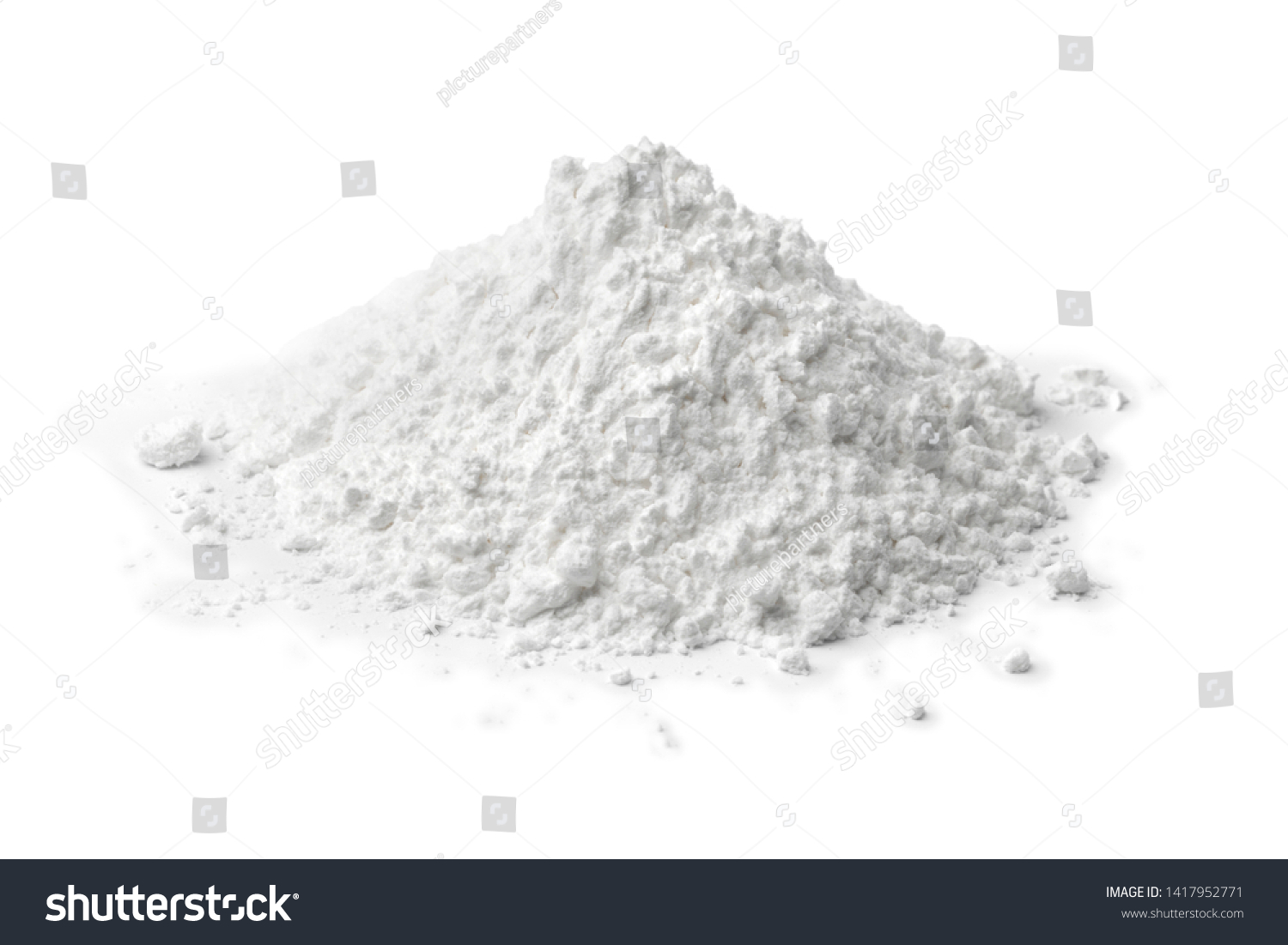 Heap of white corn starch isolated on white background #1417952771