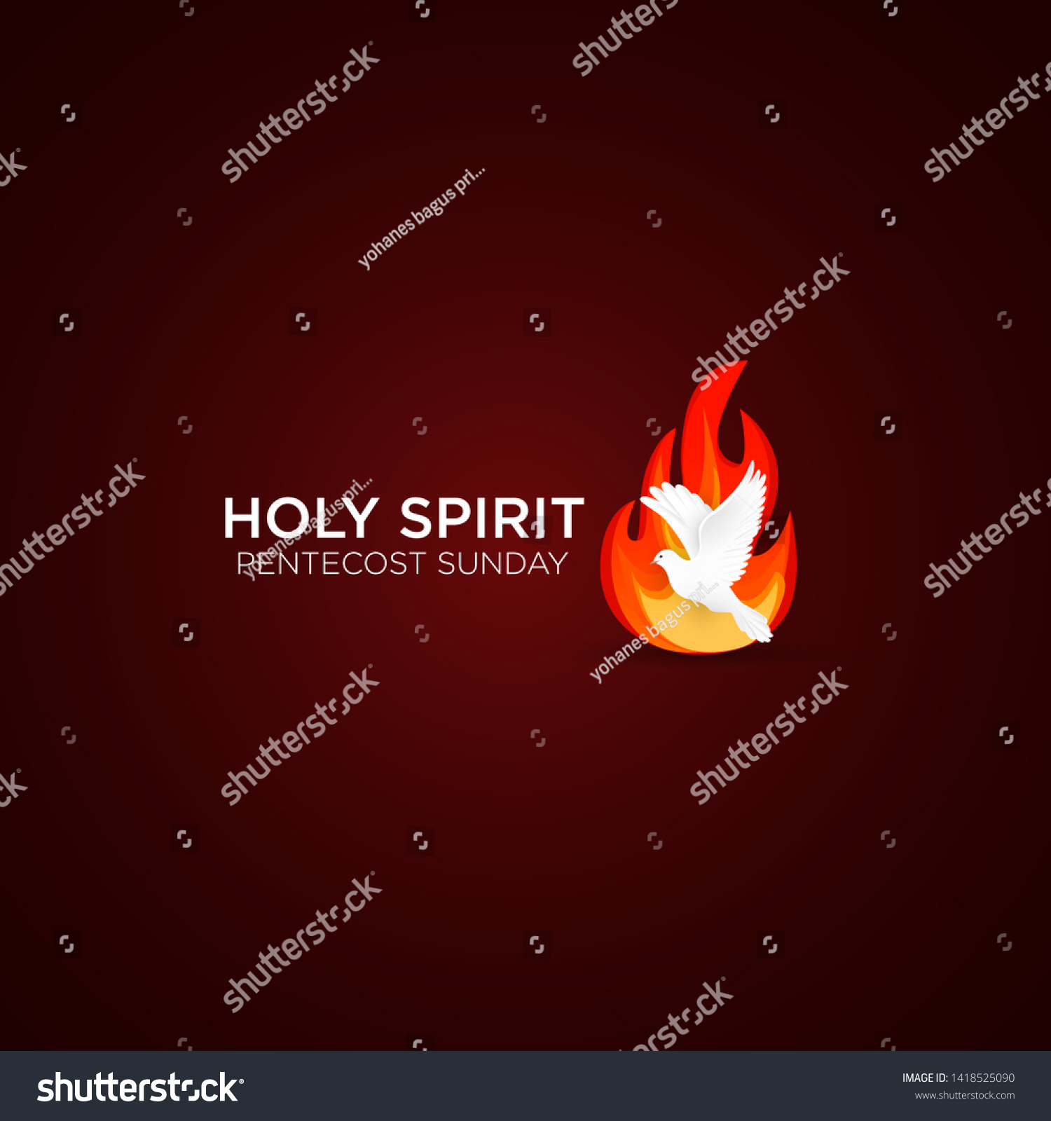 Pentecost Sunday with dove and fire vector - Royalty Free Stock Vector ...