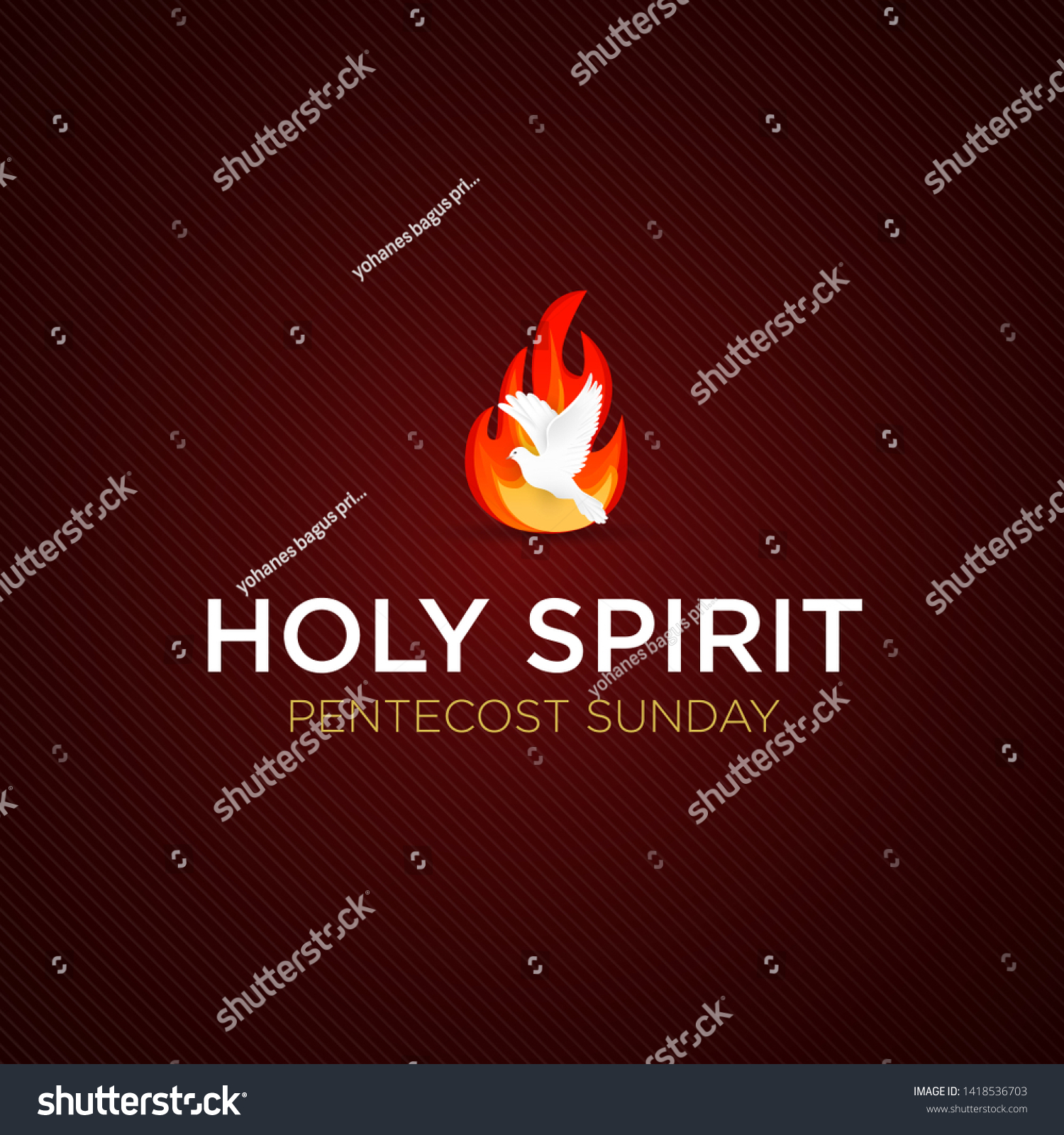 Holy Spirit Pentecost Sunday with dove and fire - Royalty Free Stock ...