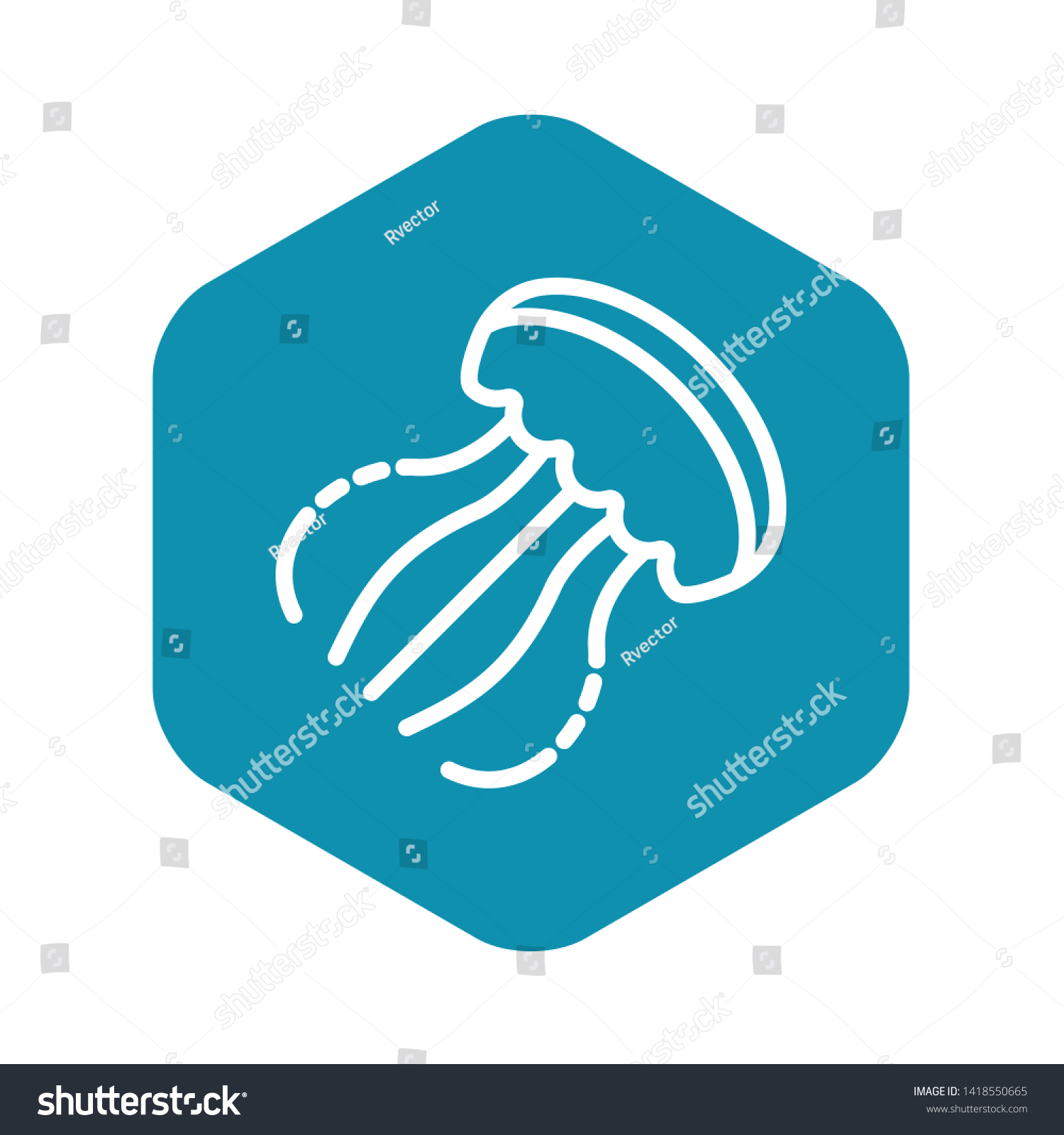 Jellyfish icon. Outline illustration of jellyfish vector icon for web design isolated on white background #1418550665