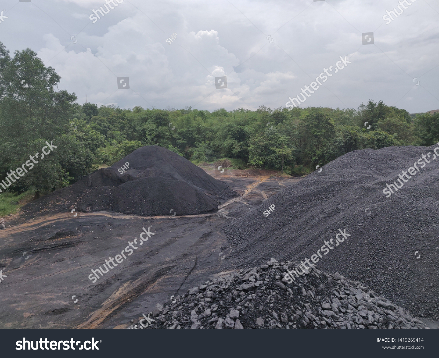 Bituminous - Anthracite coal, high grade coal, stockpile.  #1419269414