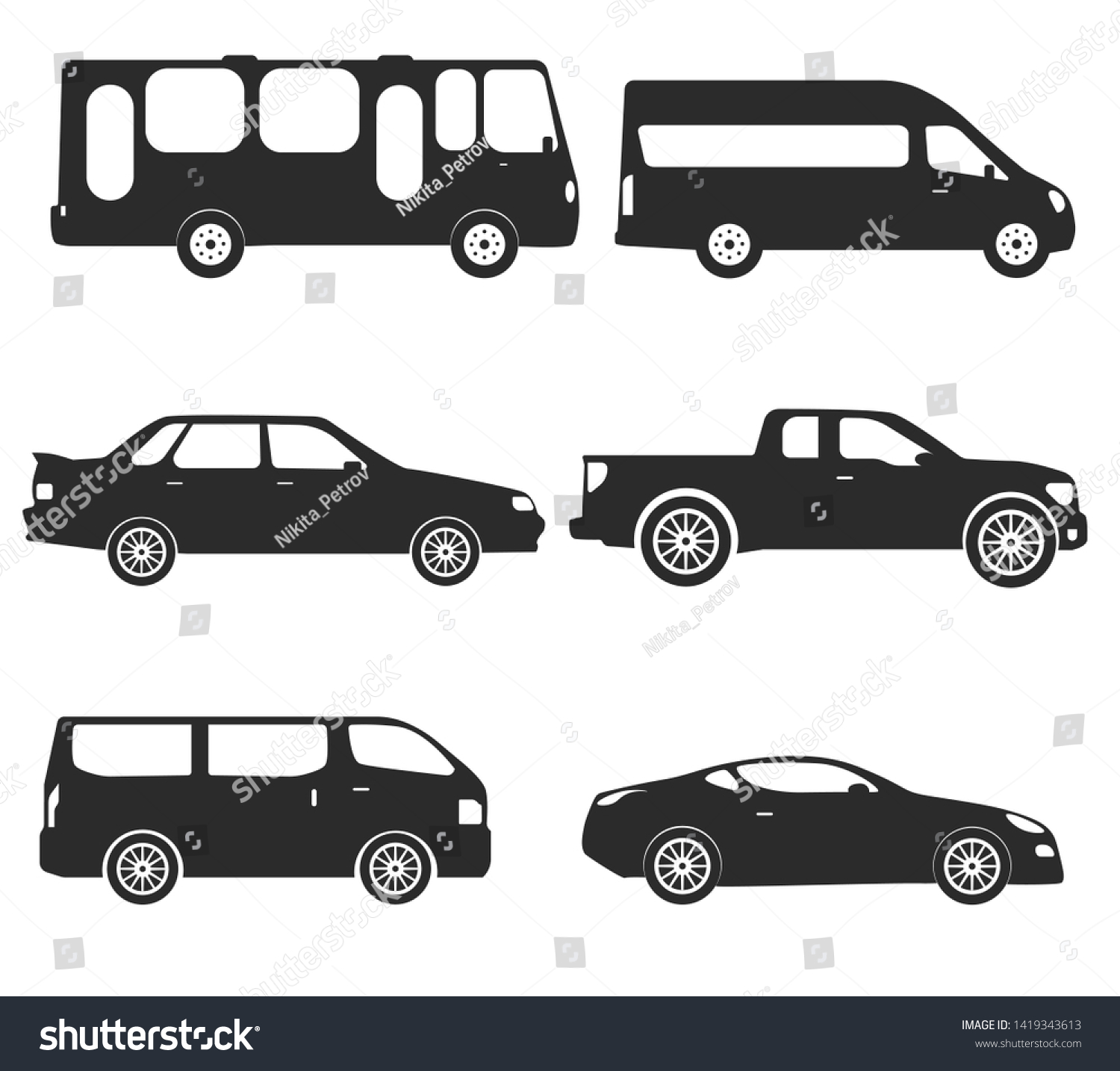 Car Type And Model Objects Icons Set Vector Royalty Free Stock