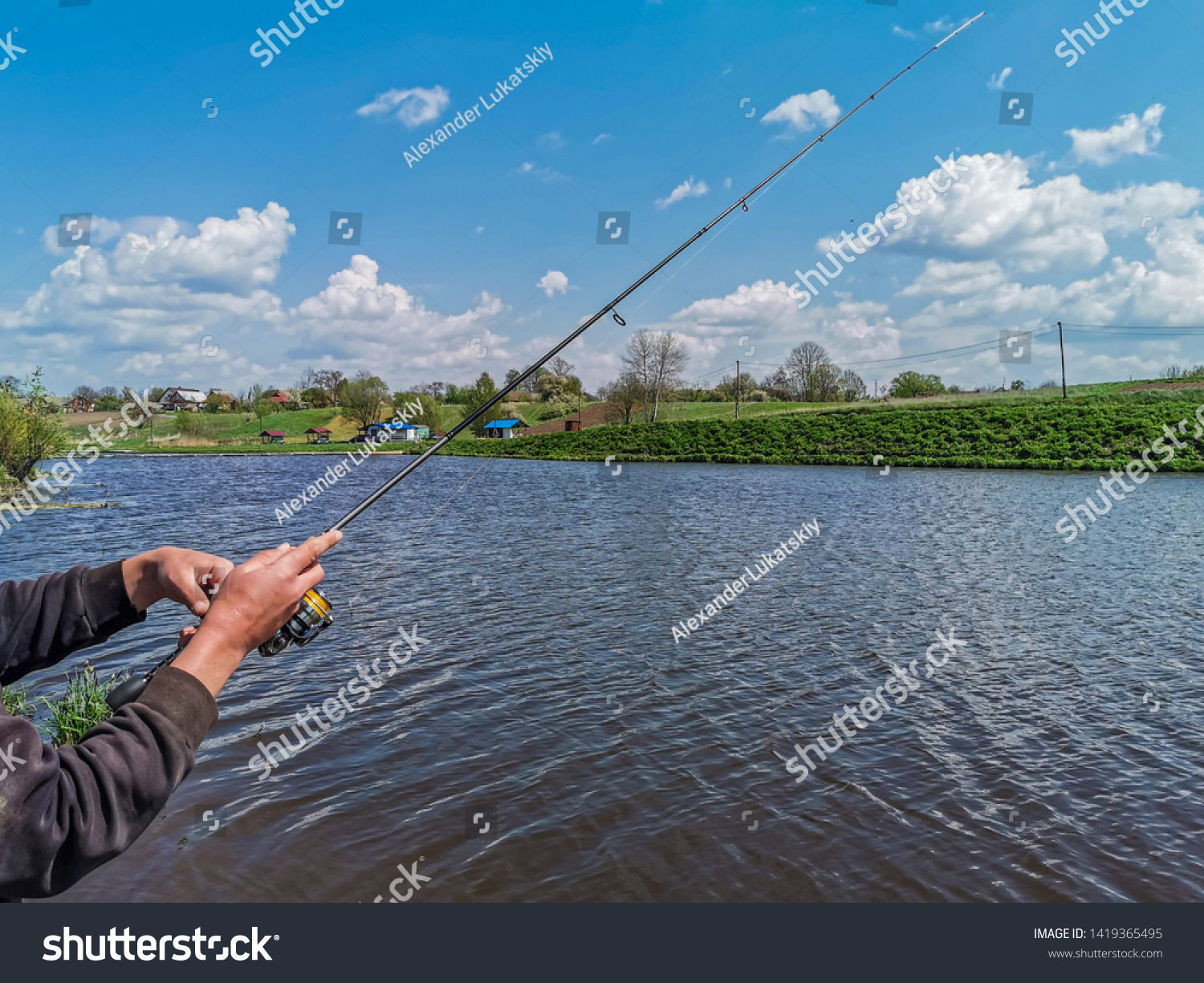 Fishing, country rest. Background on the theme of recreation #1419365495