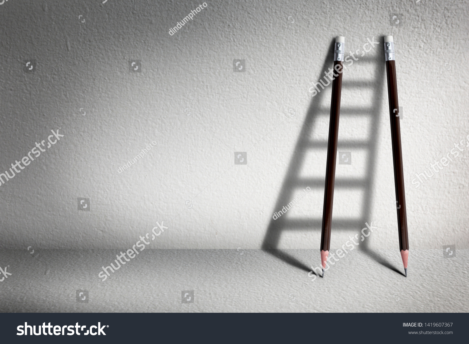 Stairs with pencil for effort and challenge in business to be achievement and successful concept.
 #1419607367