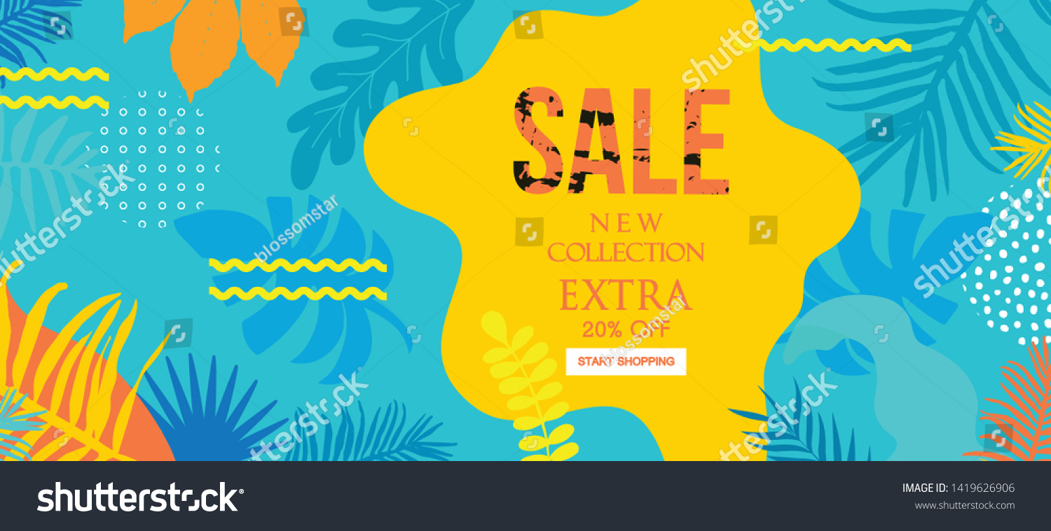 Sale website banner. Sale tag. Sale promotional material vector illustration. Design for social media banner, poster, email, newsletter, ad, leaflet, placard, brochure, flyer, web sticker #1419626906