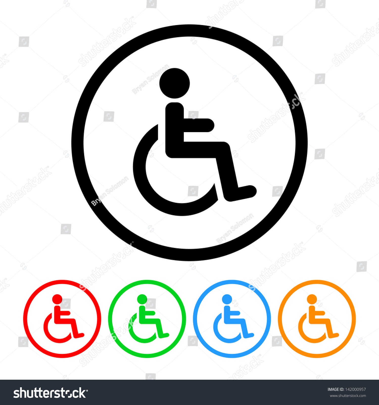 Wheelchair Handicap Icon in Vector Format with Four Color Variations #142000957