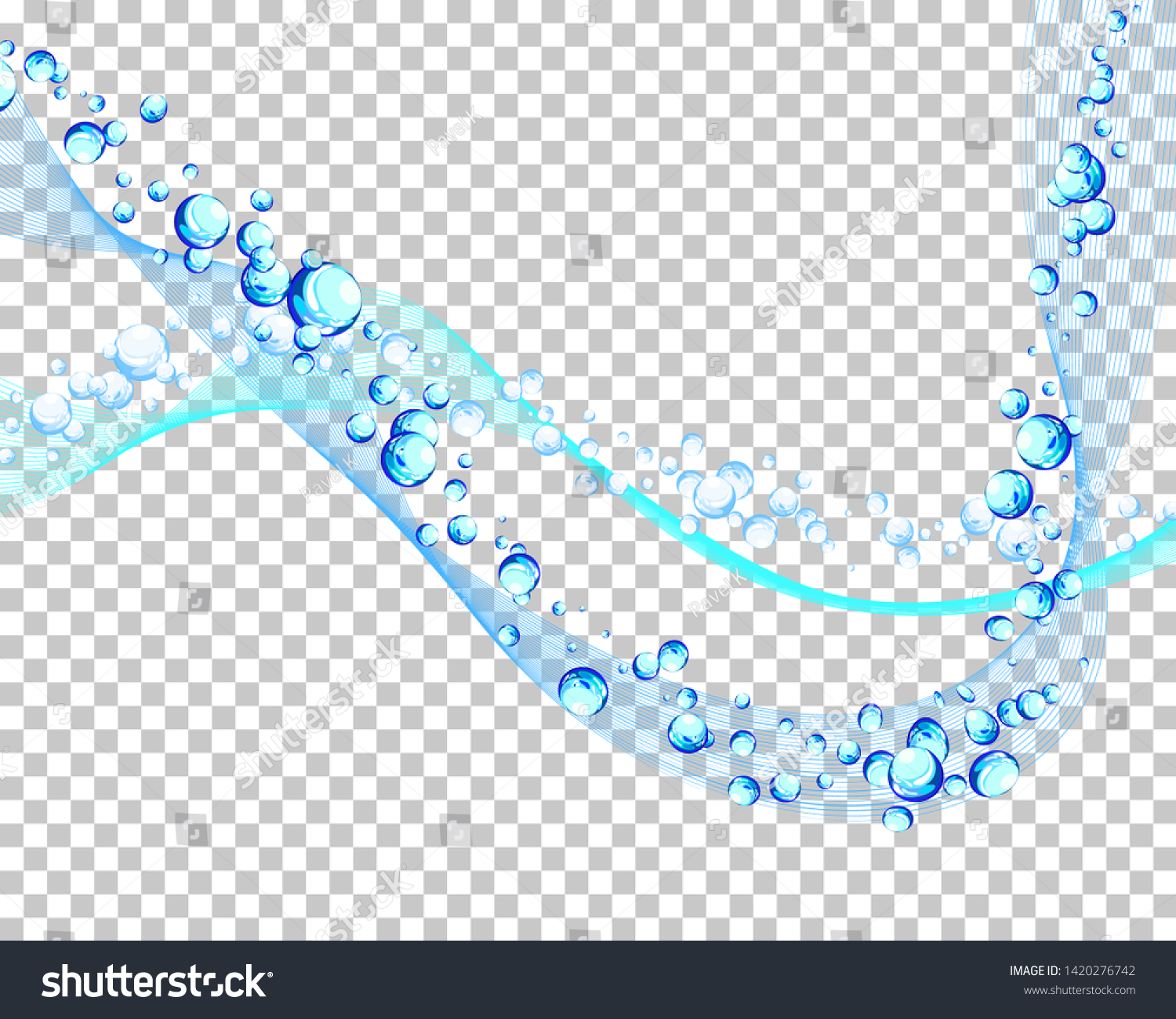 Abstract water background with transparency grid on back. Vector Illustration. #1420276742