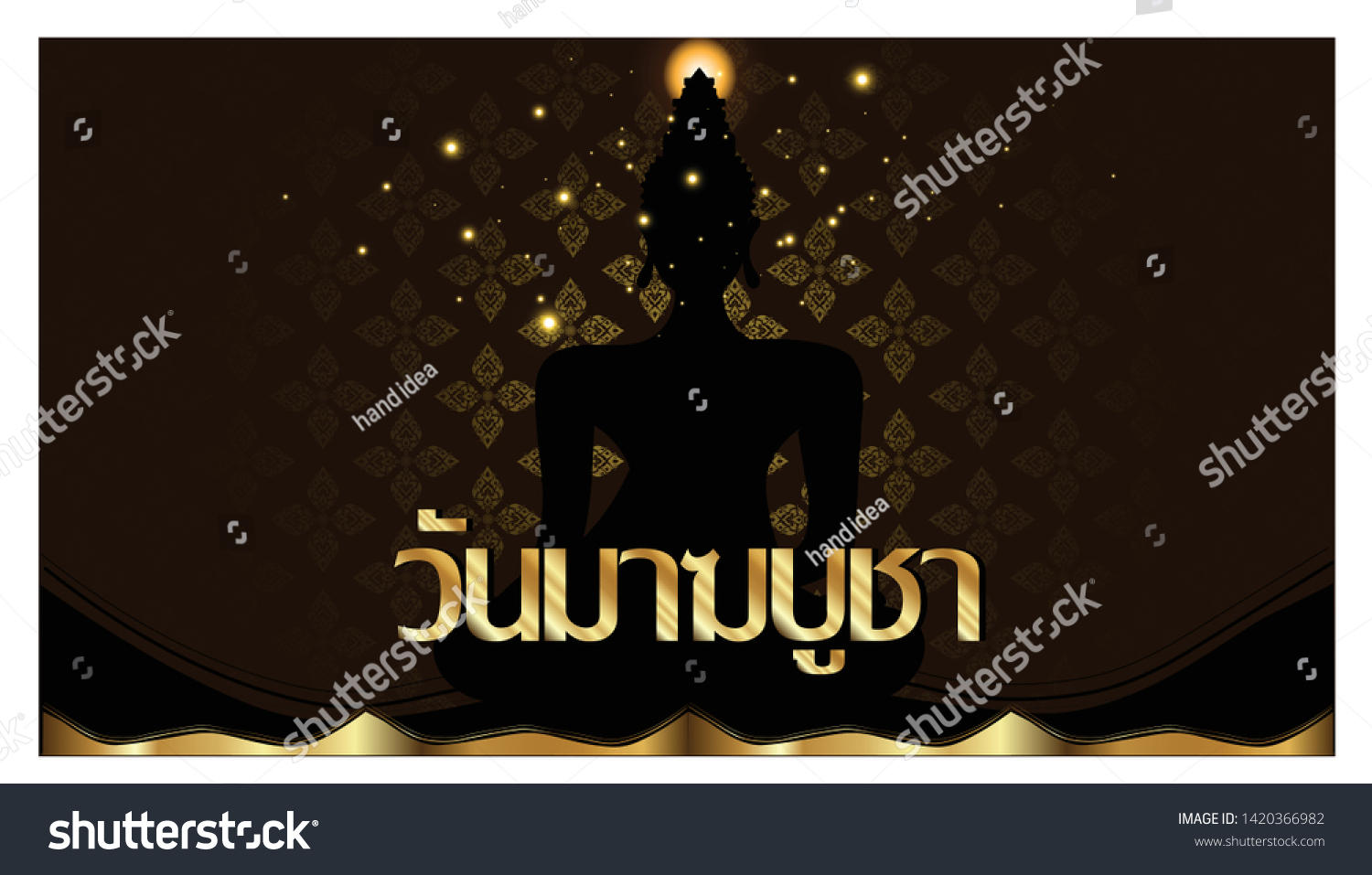 Thai Alphabet Text Makha Bucha Day Royalty Free Stock Vector 1420366982 4117