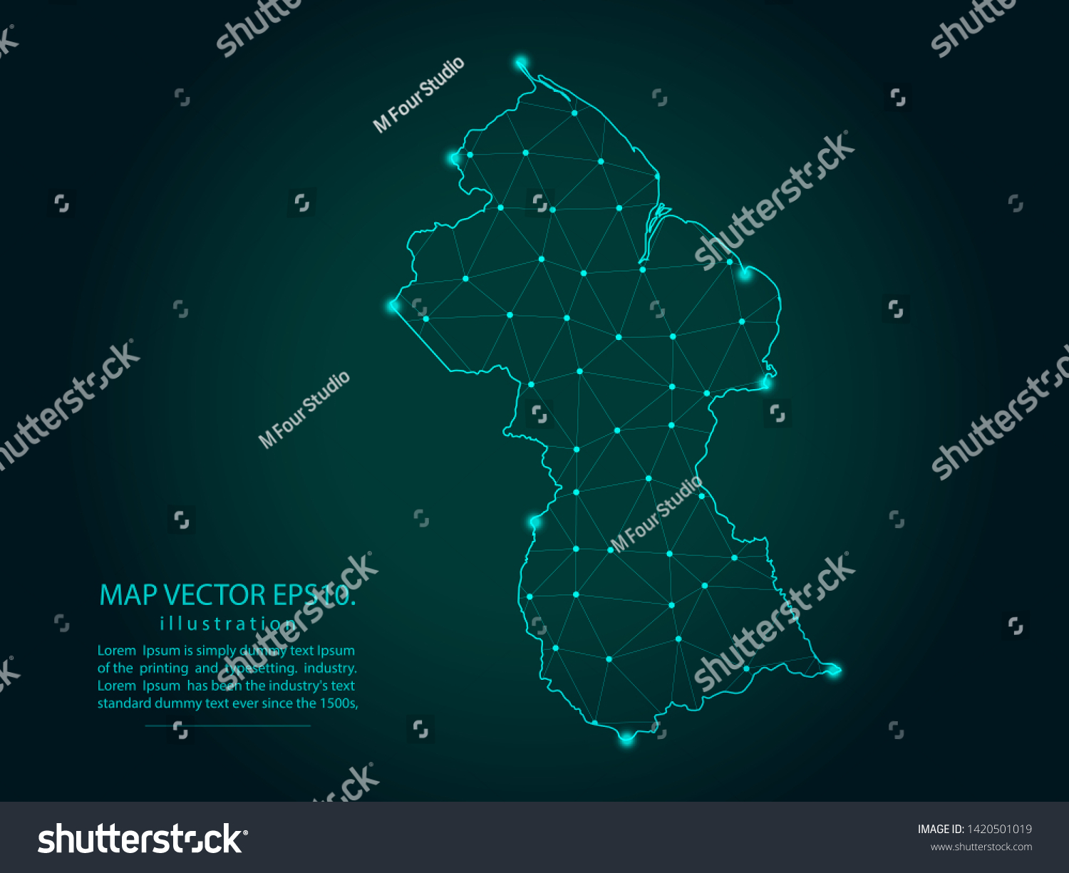 Map of guyana Abstract mash line and point Royalty Free Stock