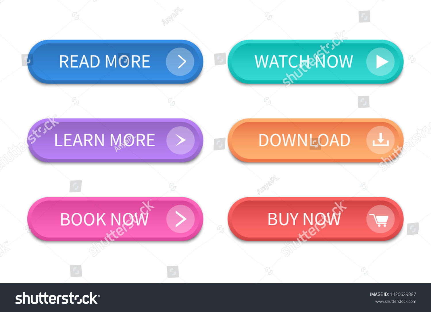 Set of modern buttons for web site and ui. Vector icon. #1420629887