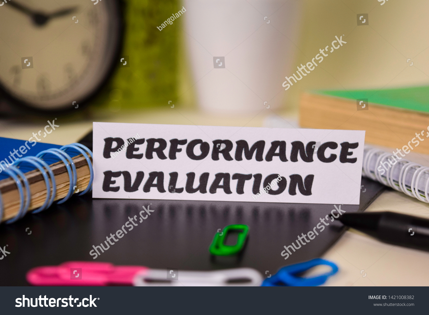 Performance Evaluation on the paper isolated on it desk. Business and inspiration concept #1421008382