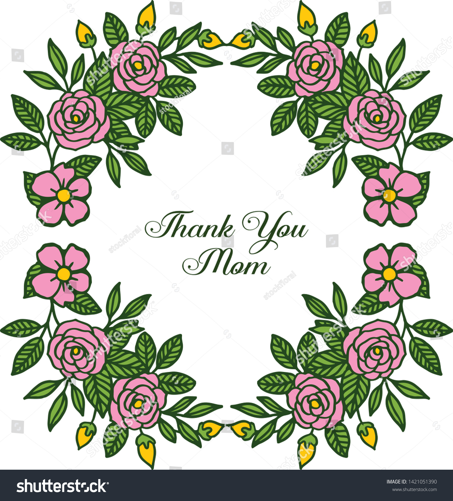 Vector Illustration Card Thank You Mom With Royalty Free Stock Vector 1421051390