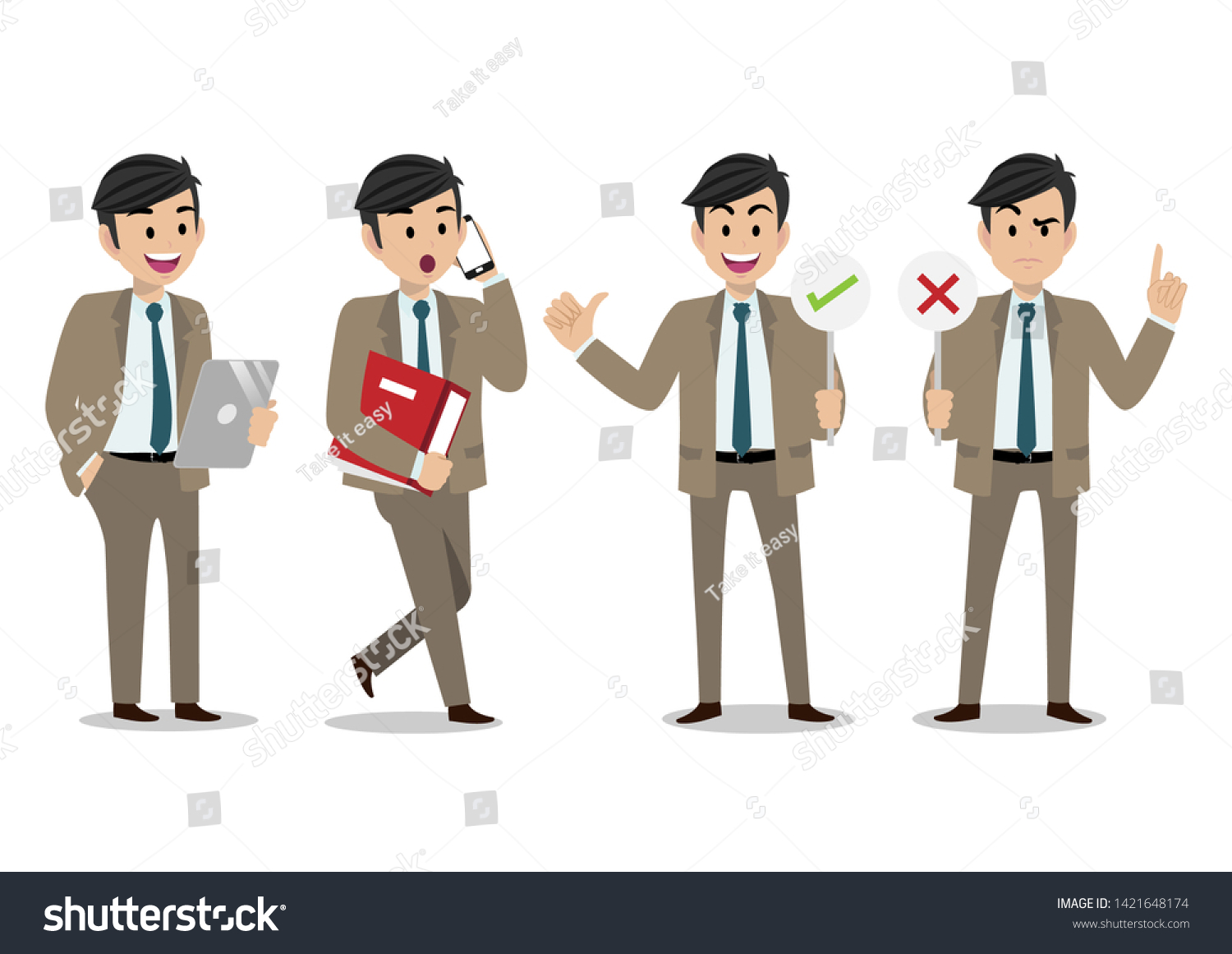 Cartoon character with businessman working - Royalty Free Stock Vector ...