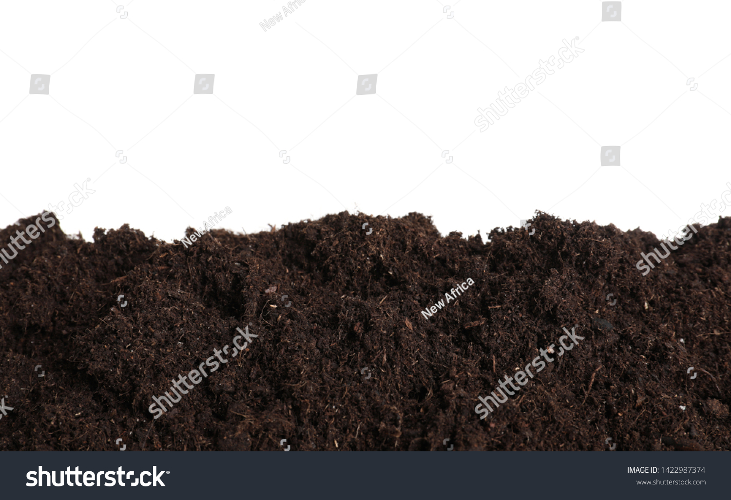 Layer of fresh soil isolated on white. Gardening time #1422987374