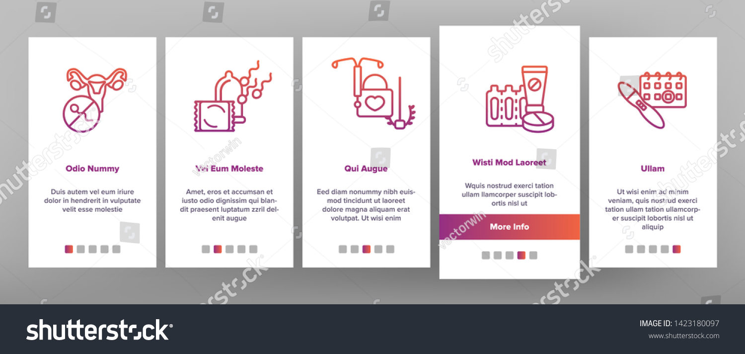 Contraception Vector Icons Onboarding Mobile App Royalty Free Stock Vector 1423180097