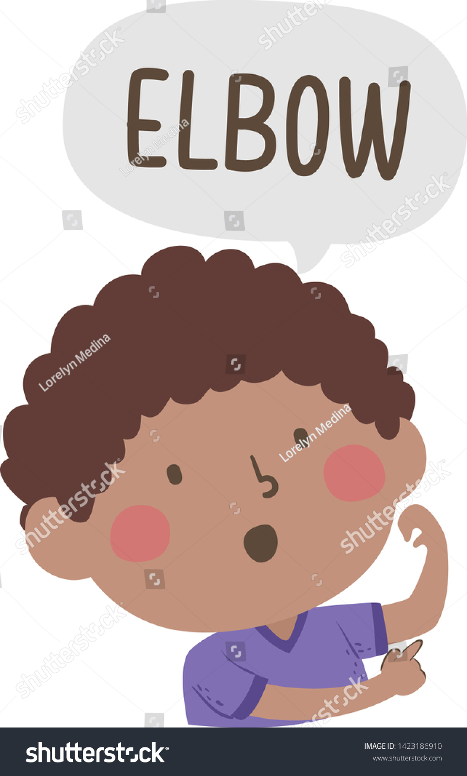 Illustration of a Kid Boy Pointing to His Elbow - Royalty Free Stock ...