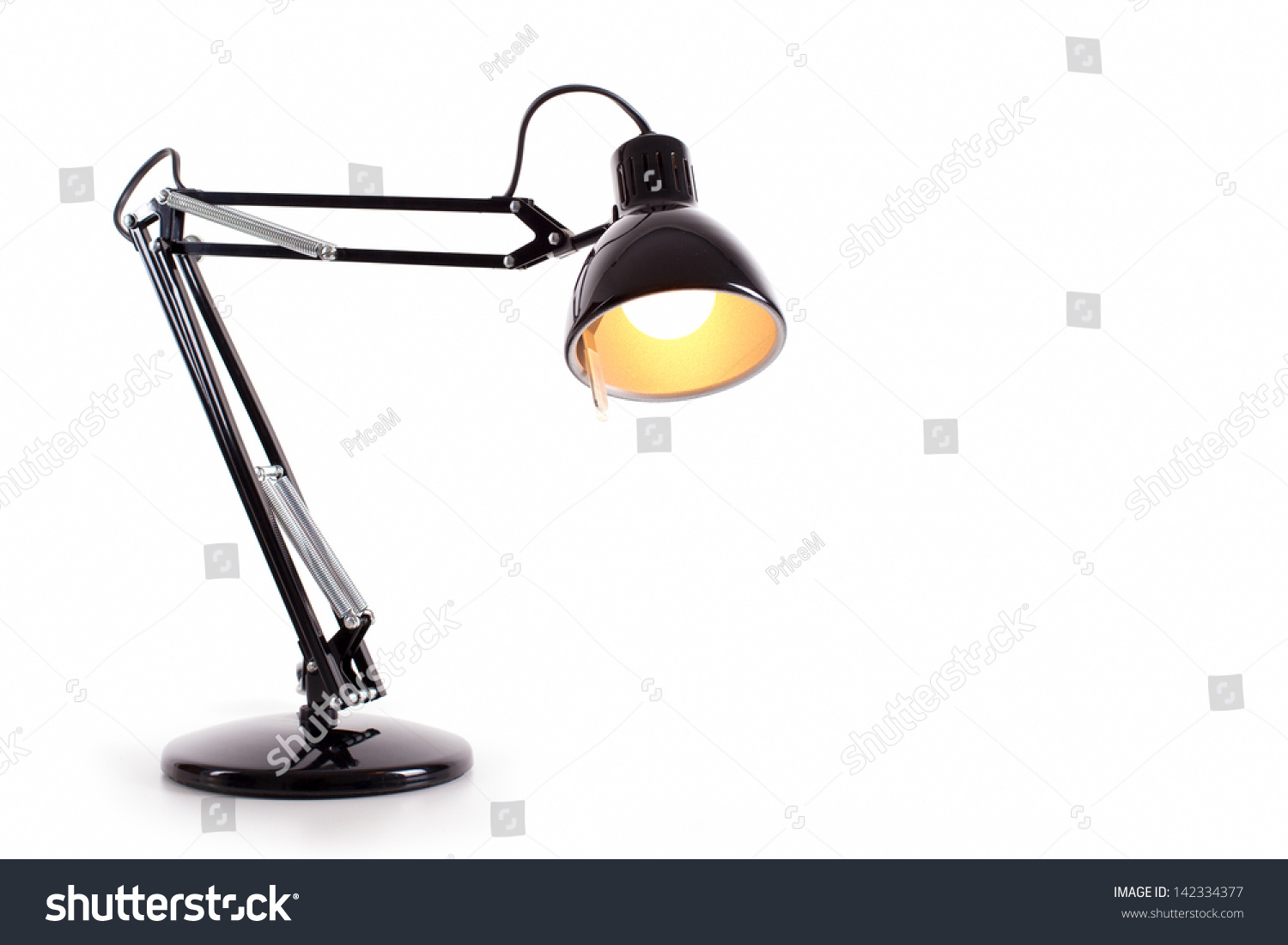 Vintage black desk lamp isolated on white #142334377