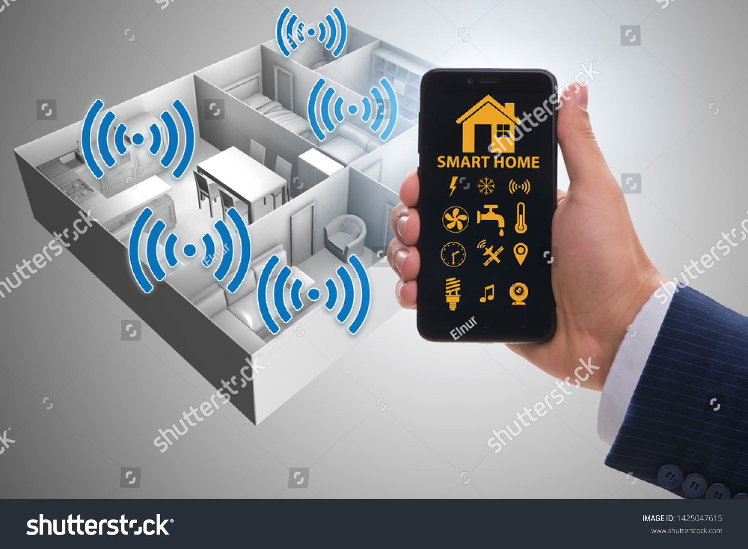 Smart home concept with devices and appliances #1425047615