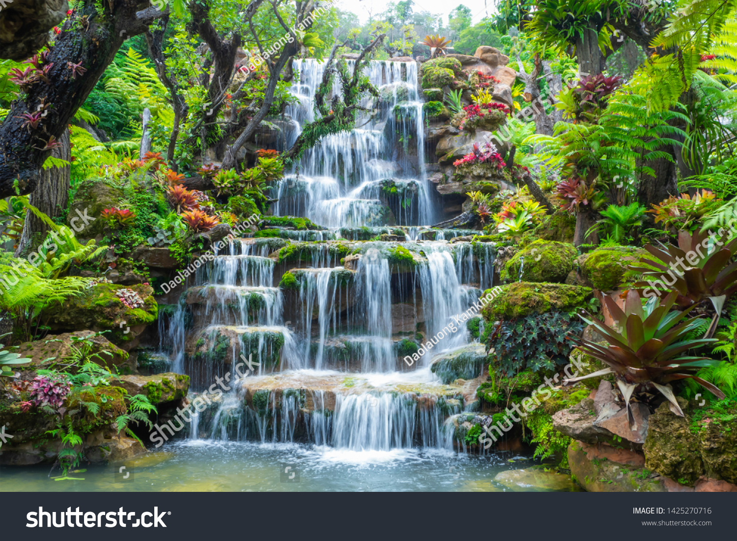 Waterfall in Thailand.View of waterfall in beautiful garden at sakon nakhon  province,Thailand. #1425270716
