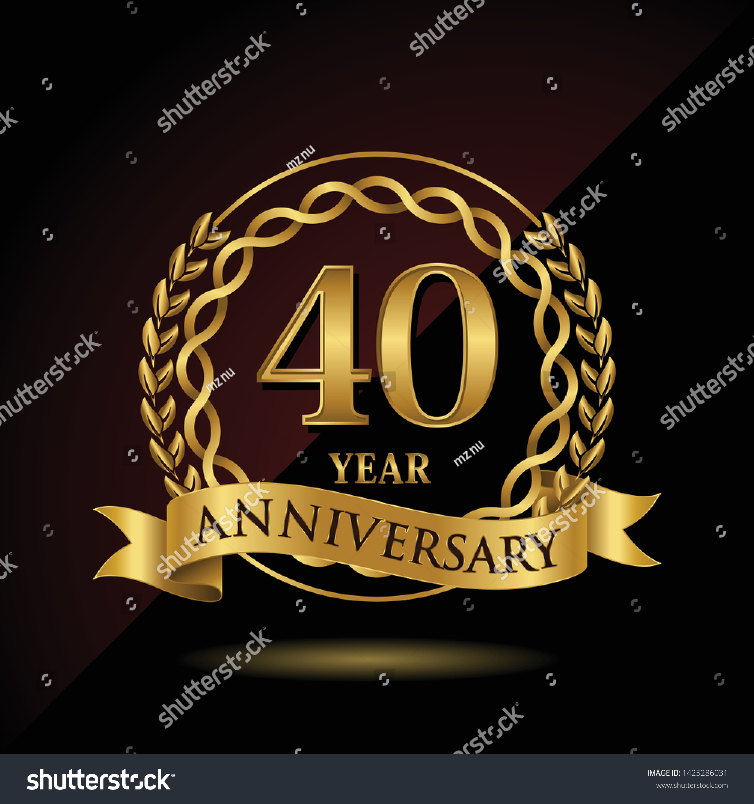 Celebrating 40 Years Anniversary With Golden - Royalty Free Stock 