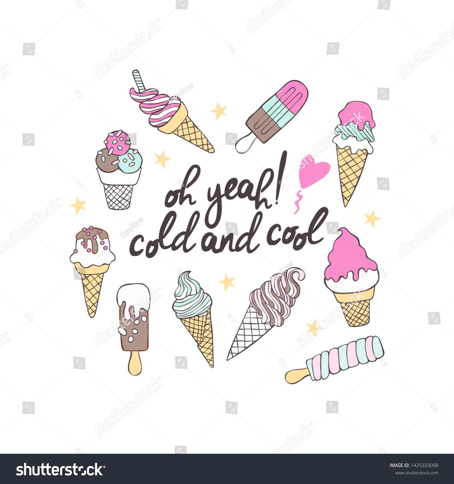 Oh yeah! Cold and cool. Ice cream. Vector - Royalty Free Stock Vector ...