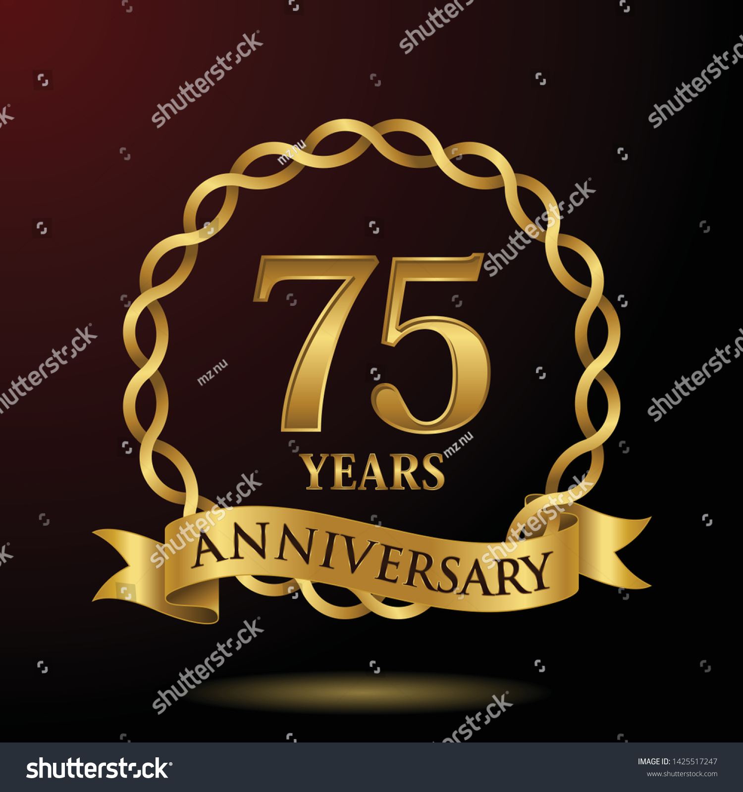 Celebrating 75 years anniversary with golden - Royalty Free Stock ...