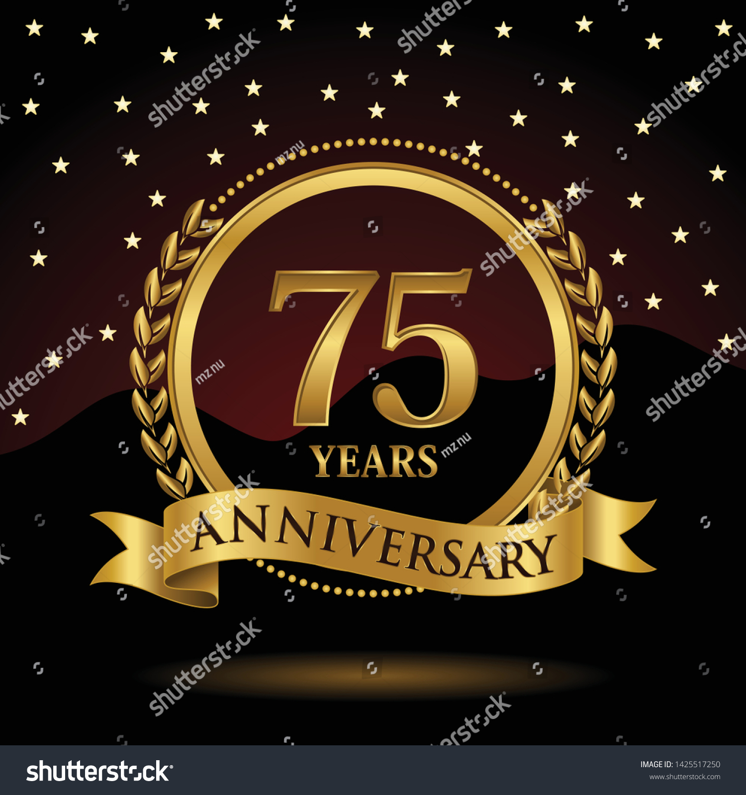 Celebrating 75 years anniversary with golden - Royalty Free Stock ...