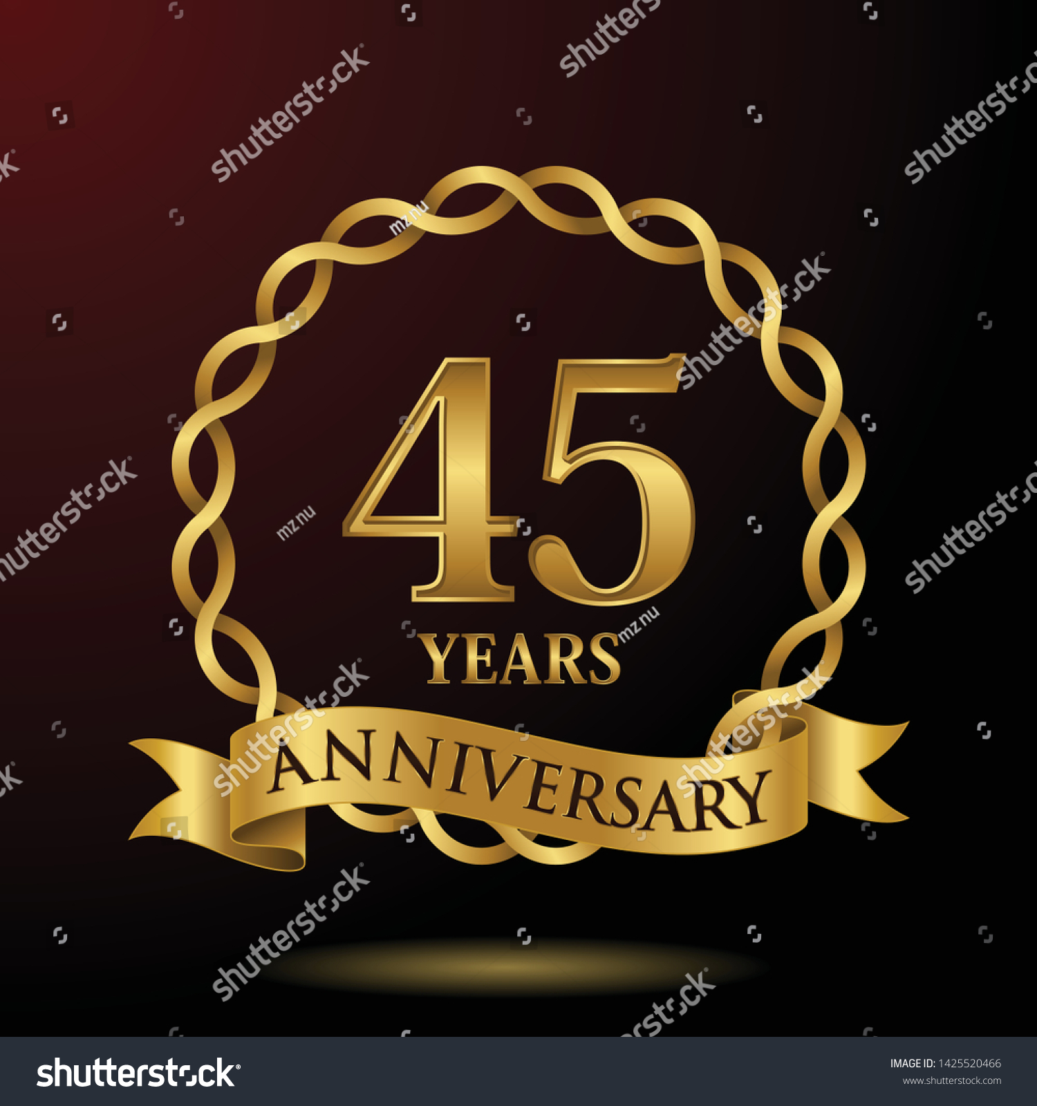 Celebrating 45 years anniversary with golden - Royalty Free Stock ...