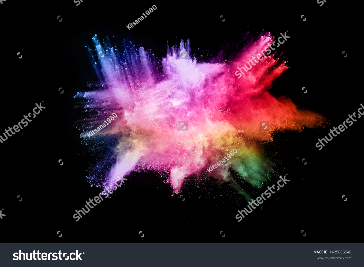 abstract colored dust explosion on a black background.abstract powder splatted background. #1425665546