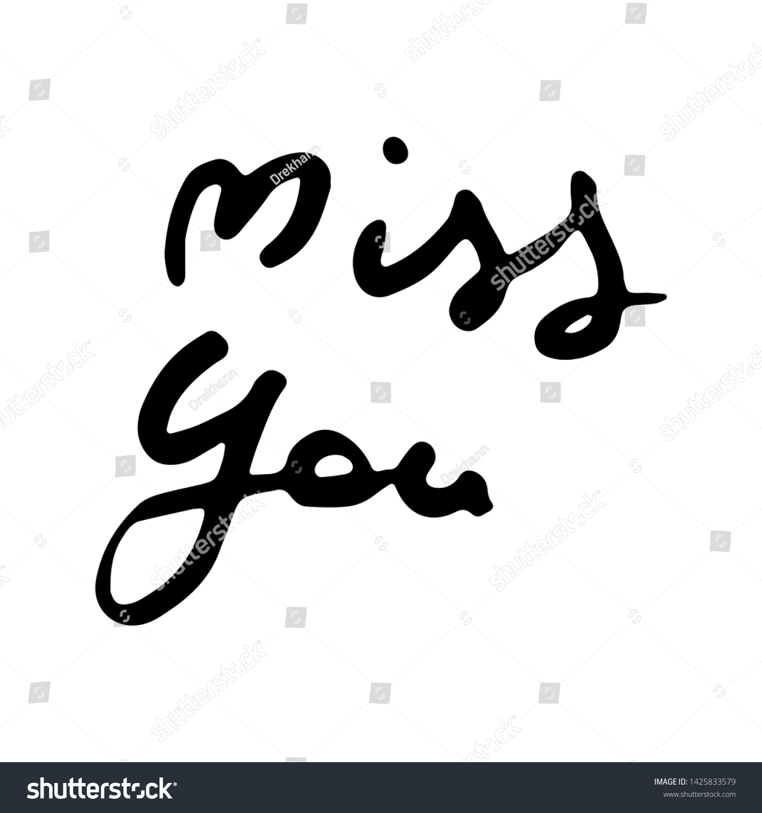 Miss You. Vector hand draw lettering. Ink draw - Royalty Free Stock ...