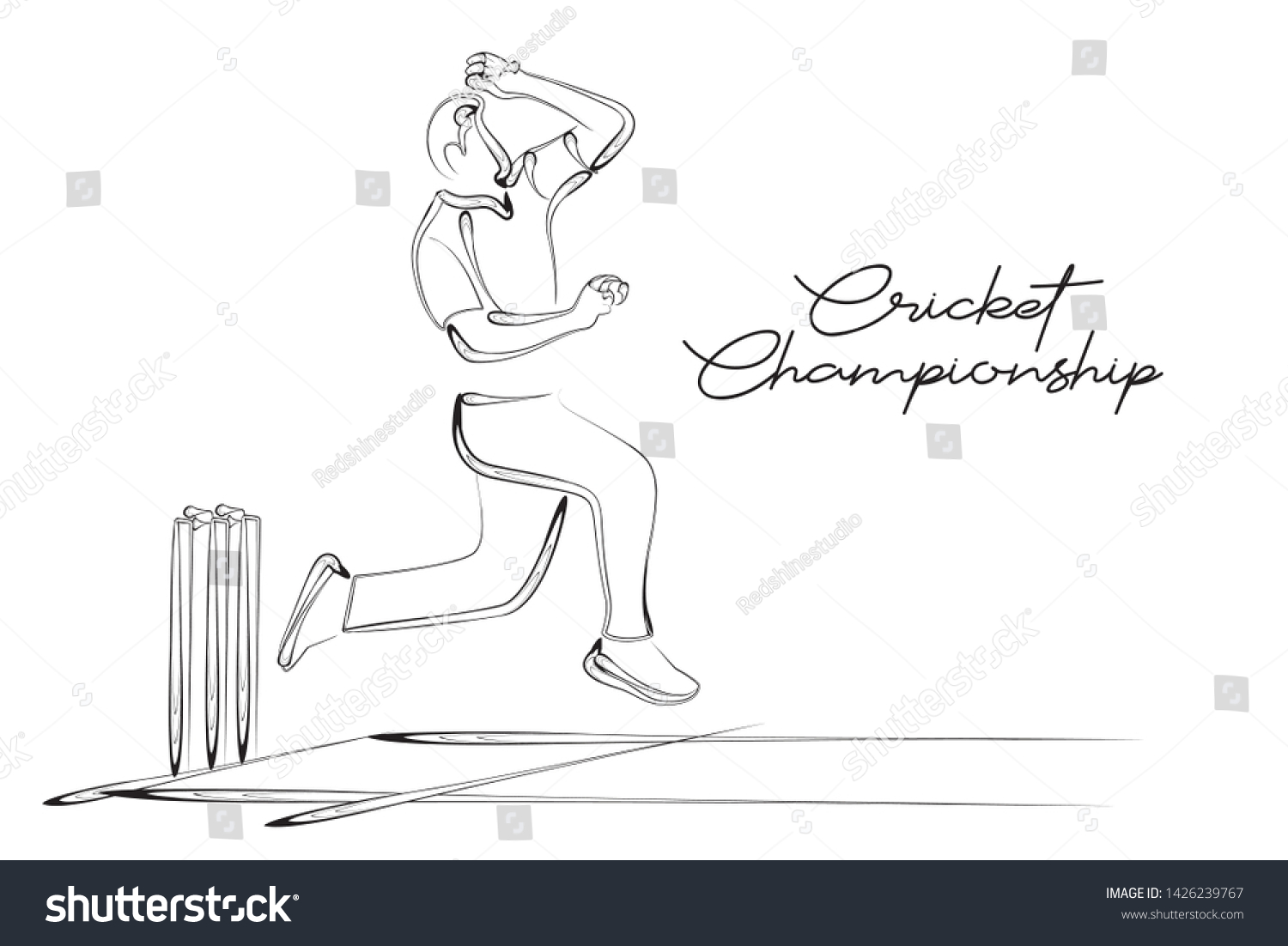 Bowler Bowling In Cricket Championship Sports Royalty Free Stock Vector Avopix Com