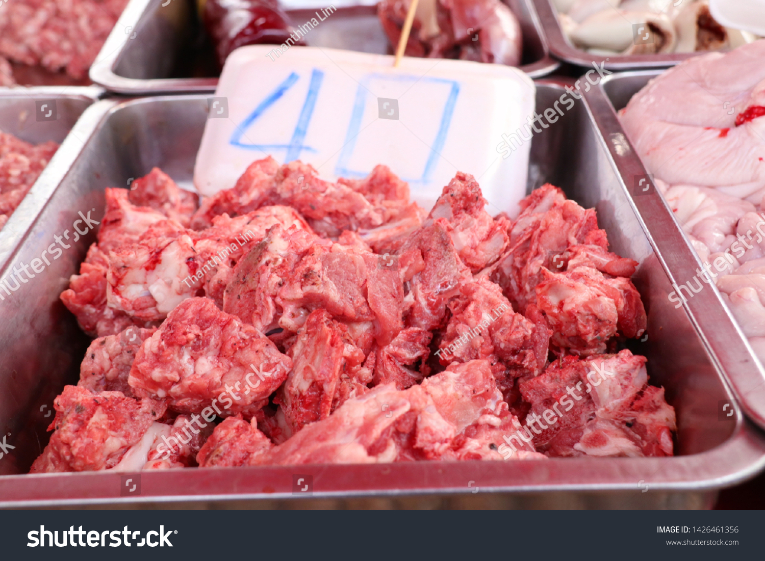 fresh pork meat in market #1426461356