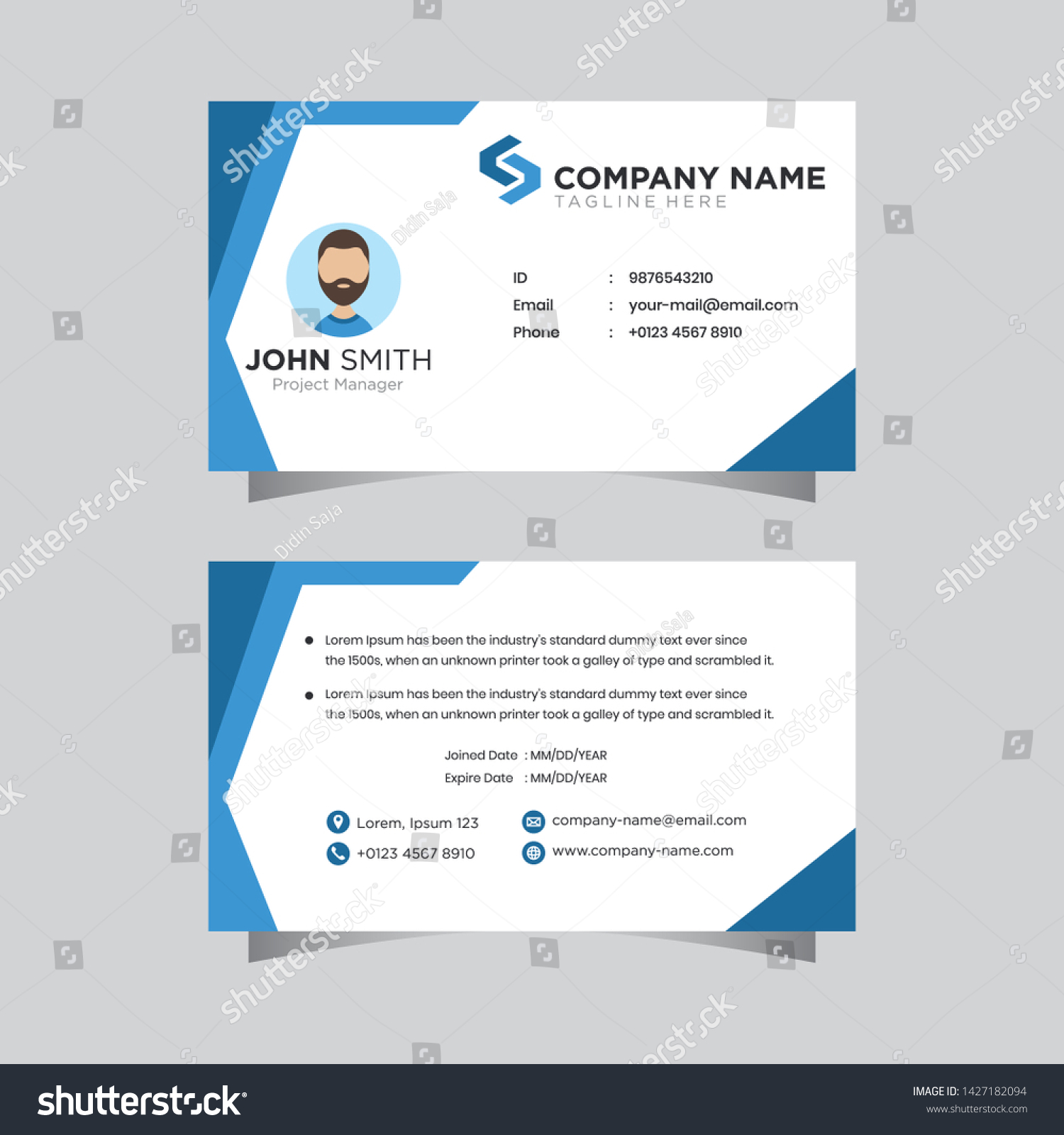 Modern Horizontal Id Card Design Template Simple - Royalty Free Stock 