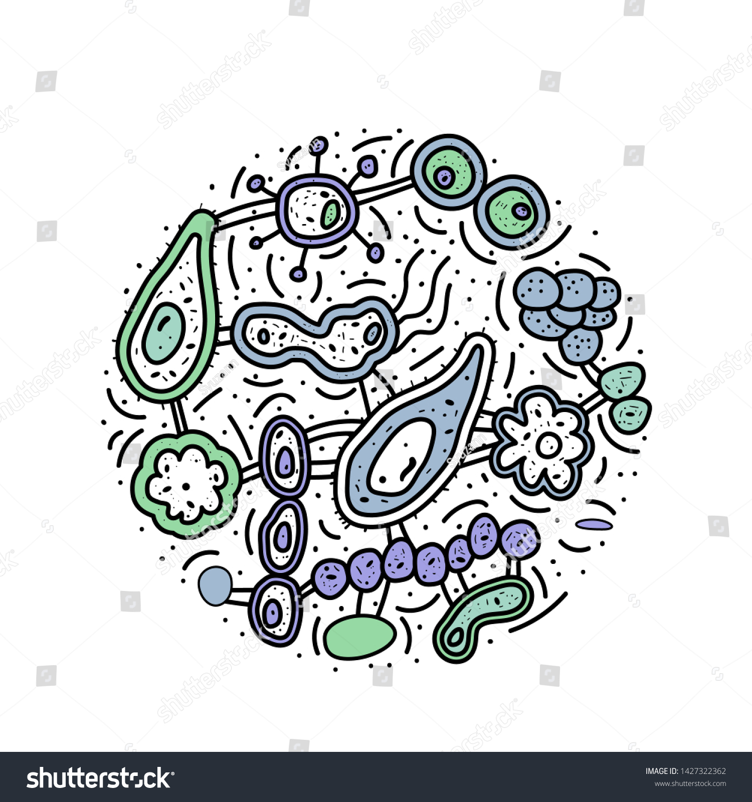 Bacteria cells set. Microorganism collection - Royalty Free Stock Photo ...