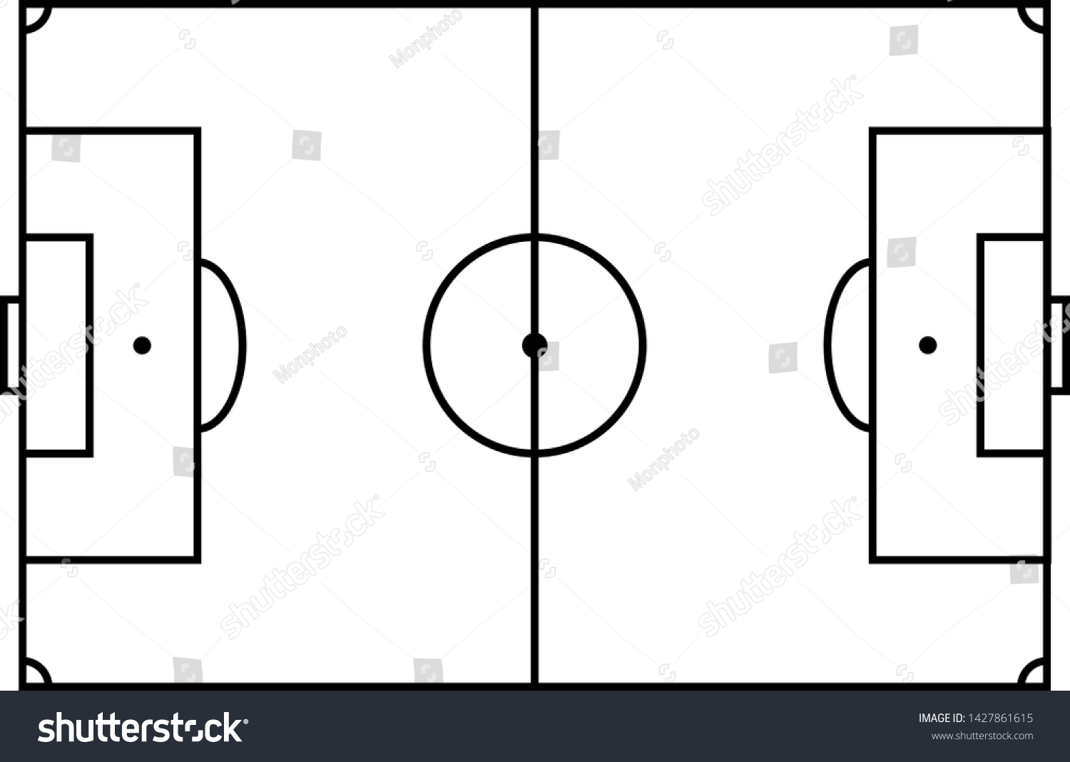 Outline of a soccer field. - Royalty Free Stock Vector 1427861615 ...